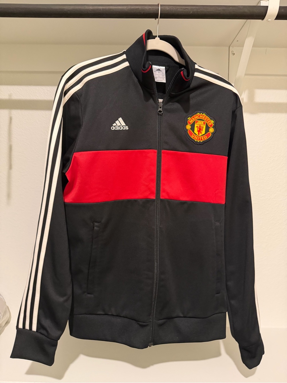 adidas Black and Red Manchester United Track Jacket